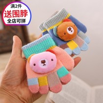 Children's five-finger gloves 0-3 years old 2 babies winter girls boys thin spring and autumn warm children cute