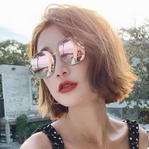 New ins sunglasses female Korean version of tide round face Street shooting Net red UV sun glasses female cycling Sun sunscreen