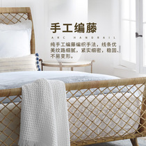 Homestay Full Rattan Bed Nordic 1 5 m 18 m rack bed Modern simple master bedroom double Art resort room queen bed