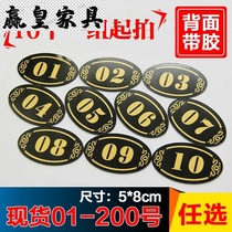 Practical table number sticker Hotel table restaurant card Creative waterproof digital number Table seat card card seat catering glass