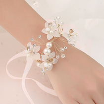 Bridesmaid Wrist Flower Super Fairy Wedding Bride Simple White Glass Korean Aesthetic Sisters Wedding Hand Flower Jewelry