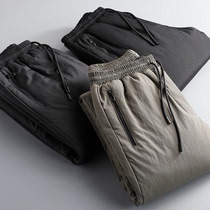 Winter new warm cold 90% white goose down lock temperature not bloated slim straight pants wear mens down pants
