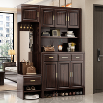 New Chinese style purple gold sandalwood home solid wood shoe cabinet living room multi-functional hall partition cabinet hall storage porch cabinet