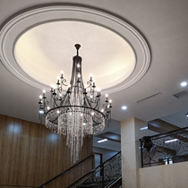 American compound building living room big chandelier Villa Hollow Hall staircase long chandelier hotel romantic wedding crystal lamp