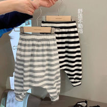 Childrens dress striped cotton baby large PP pants summer male and female baby beats bottom pants spring and autumn thin section big fart pants loose
