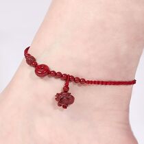 The twelve Zodiac natural cinnabar simple sexy red rope anklet evil transshipment this year hand-woven adjustable