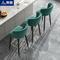 Hye Hao modern simple household bar chair bar front desk Nordic luxury bar stool backrest high foot bar solid wood chair