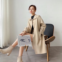 Sandro queen autumn and winter woolen jacket 2021 new double-sided cashmere coat English wind coat