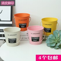 Field Garden Tin Tin Barrel flower pots Reancient as old adoptive flower pots Handmade small flower barrels green plant Multi-meat flowerpots