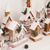 Christmas decorations wooden house with lights window scenes Christmas cabin decoration small house gifts