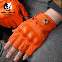 Alien snails Monster Park motorcycle gloves half finger summer mens and womens leather retro riding equipment