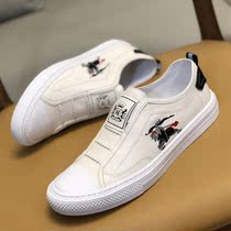 Board shoes mens Korean version of the trend a pedal mens shoes casual shoes 2021 new leather small white shoes overfoot lazy shoes