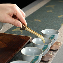 Clip tea tea set Tea Cup clip accessories tea clip clip tweezers anti-hot tea high-grade tea cup pure copper paulownia tea