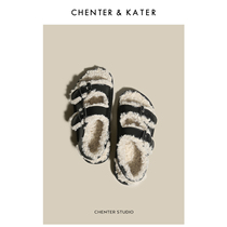 CHENTERKATER net red lamb wool sandals open toe thick bottom fur all-in-one winter fur shoes for women