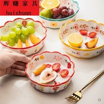 European-style cut fruit plate Ceramic fruit salad plate creative cute living room household snack plate net celebrity