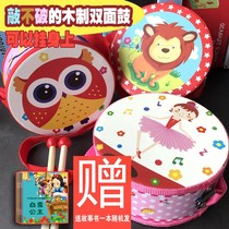 Orff childrens percussion instrument wooden toy childrens drum wooden waist drum snare drum puzzle hand beat toy drum