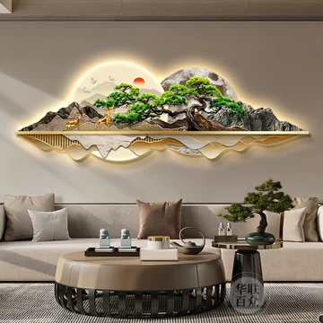 迎客松客厅装饰画新中式禅意茶-迎客松客厅装饰画新中式禅意茶