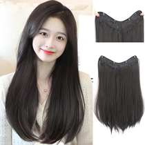 Wig woman long hair one piece u-type inner buckle micro curl fluffy increase amount non-marking hair extensions long straight hair wig pieces