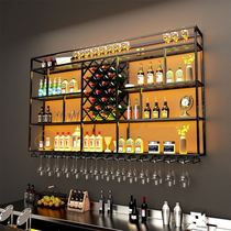 Bar wine rack wall hanging rack industrial wind upper wall wine cabinet restaurant bar wrought light display rack