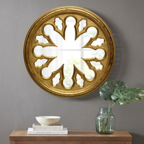 Guanding mirror hanging wall decorative mirror ancient wind round window mirror into the home porch living room wall mirror decoration can be customized