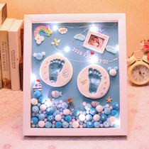 Baby hand and foot ink pad Lanus souvenir diy homemade creative newborn baby footprint muddy photo frame