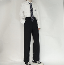 (Yan Muxi) trousers original JK DK uniform embroidered casual pants black straight college style trousers
