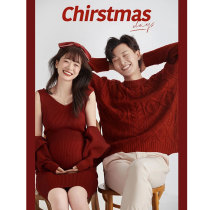 2022 Fashion Pregnant Women Couple Photo Clothes Red Art Photo Photo Clothing Studio Theme Photography Suit