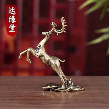 古銅製 鹿 文鎮 置物 置物 銅製 文鎮 細工 銅 超珍