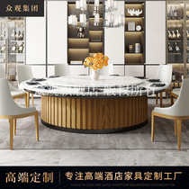 Crowd View Custom Hotel Electric Dining Table Big Round Table Modern Marble Automatic Turntable 15 20 People Clubhouse Customize