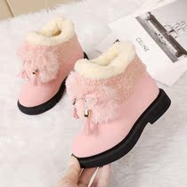 Children's snow boots girls short boots 2020 winter new cotton shoes girls students warm plus velvet Korean cotton shoes cute