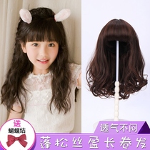 Baby hair set children's wig female headdress girl's full head baby princess cute long curly hair simulation headgear