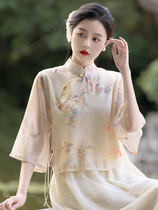 Tea art teacher clothing womens summer Chinese style improved cheongsam top fashion new Chinese style Hanfu Tang suit