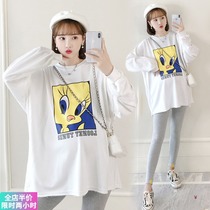 Pregnancy Woman Dress Spring Dress New Long Sleeve Sweater Hood Butt Blouse T-shirt Spring Autumn Season Long Loose Spring Fashion
