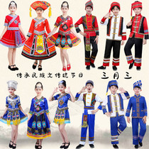 Childrens ethnic minorities clothing March Three dances to serve Dai ethnic Miao ethnic Zhuang family young children male and female children