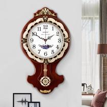 American hung clock Living room Home mute clocks solid wood big number Decorative Clock Brief fashion Atmospheric European-style hanging table