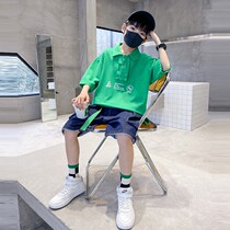 Boys summer clothing suit 2022 new children Polo shirt short sleeves CUHK Trendy Thin and T-shirt Two Sets Tide