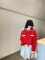 SANDRO2022 Spring and Summer New French Fragrant Wind Spring Festival Red Knitted Cardigan Women's SFPCA00559