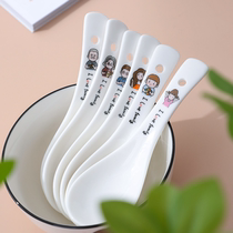 Cartoon Cute Home Children Parent-child Meal Spoon Family Special Ceramic Spoon distinguishes a three-mouth four-mouth soup spoon