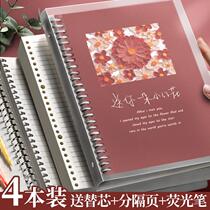 B5 loose-leaf book detachable grid notebook A4 Square Soft shell 26-hole postgraduate book thick college students thick coil shell clip buckle simple large capacity notebook simple ins Wind