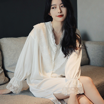 Sandro Vicari spring autumn summer new real silk long sleeves sweet and beautiful palace windlace sleeping skirt can be worn out of thin