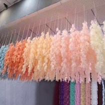 Simulation mini fishing champagne color wall hanging hotel ceiling wedding flowers wedding decoration fake grass project layout