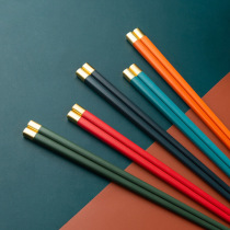 (5 Color) Alloy chopsticks Home One person One Double distinguish Chopsticks Household Pointed Chopsticks Family Meal Chopsticks