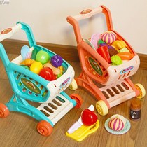 Childrens Play House Toys Fruit Cut Chele Set Supermarket Shopping Trolley Mini Kitchen Boys and Girls Baby