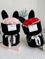 Finished Rabbit Ear Rose Bouquet Eternal Flower Dried Flower High-quality Soap Flower Simulation Flower Birthday Gift Girls