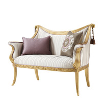 La Casa British Balcony Leisure Small Double Sofa Chair Alexander Solid Wood Carved Beauty Couch Leisure Sofa