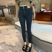 Pear shaped black jeans in 2022 new fat fat mm high waist and lean elastic small foot pants