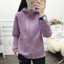 Autumn and winter hooded casual liner thickened warm fleece fleece womens cardigan jacket sports sweater mountaineering clothing