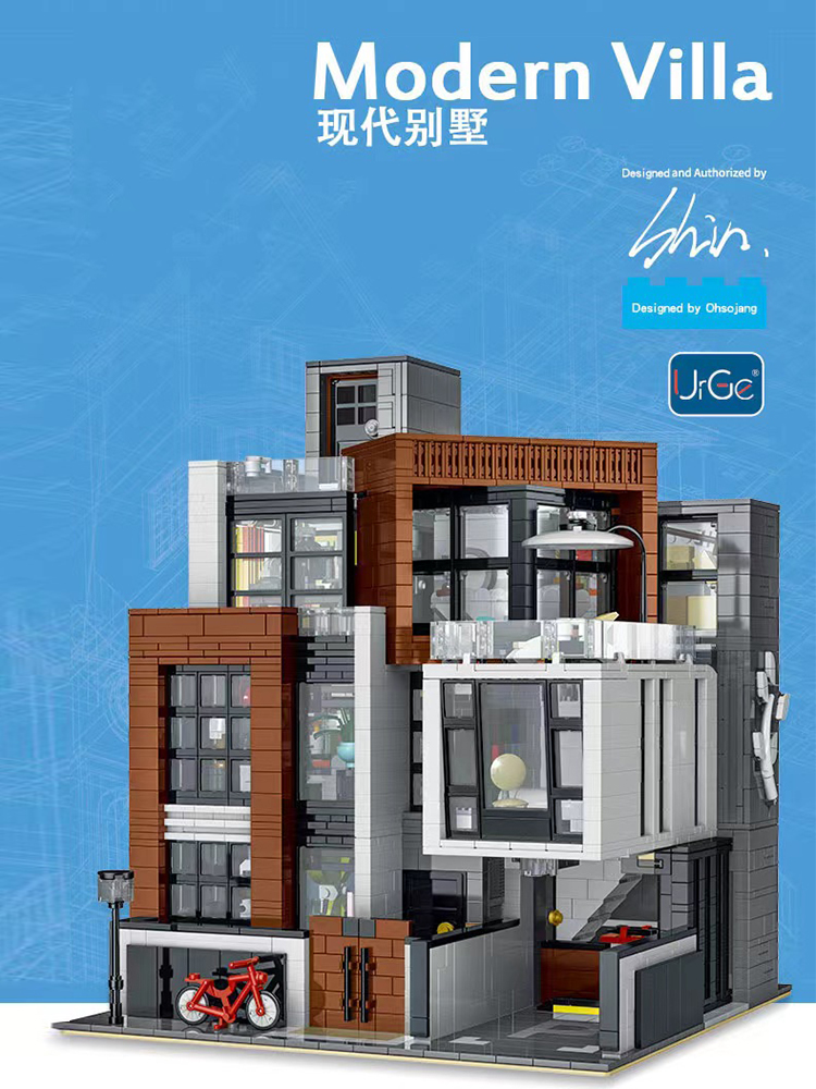 美術館近代都市建築ヴィラストリートビュー大人の難しい組み立て中国ビルディングブロック模型玩具ギフト