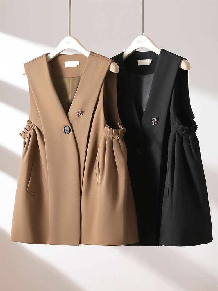 Spring Folding Casual Suit Vest for Women Spring and Autumn 2023 New British Style Vest