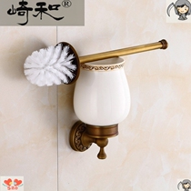 Clean ceramic brush Bathroom pendant All copper antique toilet brush head set toilet brush holder flower European toilet cup